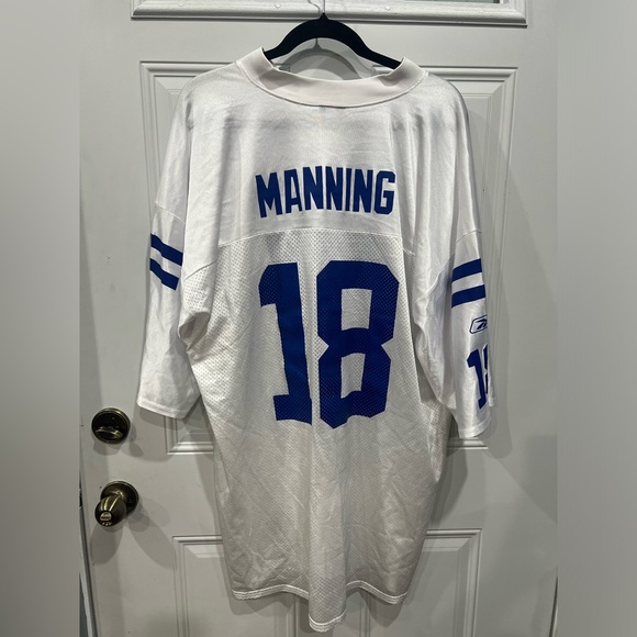 Peyton Manning Reebok White and Blue Men's Jersey #18 - Picture 1 of 9